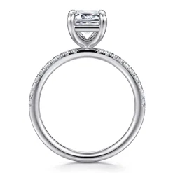 Best Gabriel & Co. Twain - 14K White Gold Emerald Cut Diamond Engagement Ring