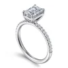 Clearance Gabriel & Co. Twain - 14K White Gold Emerald Cut Diamond Engagement Ring