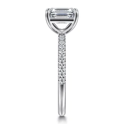 Clearance Gabriel & Co. Twain - 14K White Gold Emerald Cut Diamond Engagement Ring