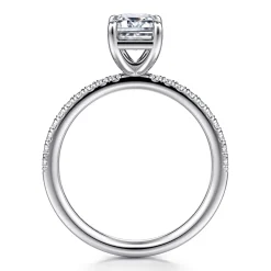 Clearance Gabriel & Co. Twain - 14K White Gold Emerald Cut Diamond Engagement Ring