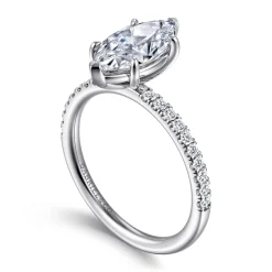 Hot Gabriel & Co. Twain - 18K White Gold Marquise Shape Diamond Engagement Ring