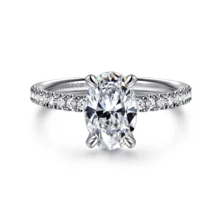 Sale Gabriel & Co. Twain - 14K White Gold Oval Diamond Engagement Ring