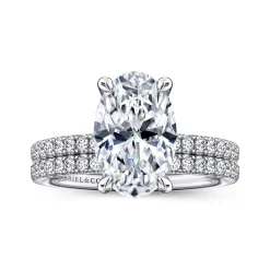 Hot Gabriel & Co. Twain - 14K White Gold Oval Diamond Engagement Ring