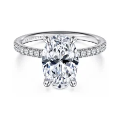 Hot Gabriel & Co. Twain - 14K White Gold Oval Diamond Engagement Ring