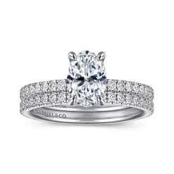 Gabriel & Co. Twain - 14K White Gold Oval Diamond Engagement Ring
