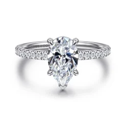 Sale Gabriel & Co. Twain - 14K White Gold Pear Shape Diamond Engagement Ring