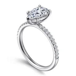 Sale Gabriel & Co. Twain - 14K White Gold Pear Shape Diamond Engagement Ring