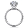 Best Gabriel & Co. Twain - 14K White Gold Round Diamond Engagement Ring