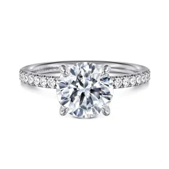 Hot Gabriel & Co. Twain - 14K White Gold Round Diamond Engagement Ring