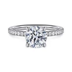 Discount Gabriel & Co. Twain - 14K White Gold Round Diamond Engagement Ring