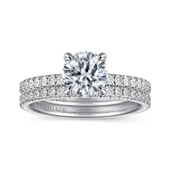 Online Gabriel & Co. Twain - 14K White Gold Round Diamond Engagement Ring