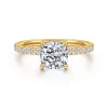 Best Gabriel & Co. Twain - 18K Yellow Gold Cushion Cut Diamond Engagement Ring