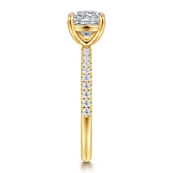 Best Gabriel & Co. Twain - 18K Yellow Gold Cushion Cut Diamond Engagement Ring