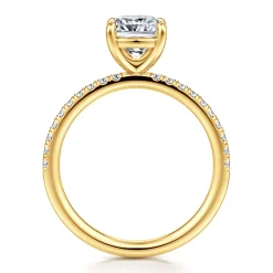 Best Gabriel & Co. Twain - 18K Yellow Gold Cushion Cut Diamond Engagement Ring