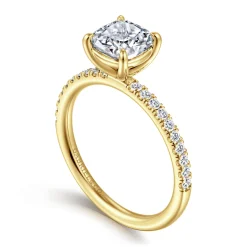 Gabriel & Co. Twain - 14K Yellow Gold Cushion Cut Diamond Engagement Ring