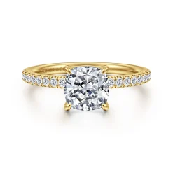 Gabriel & Co. Twain - 14K Yellow Gold Cushion Cut Diamond Engagement Ring