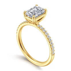 New Gabriel & Co. Twain - 18K Yellow Gold Emerald Cut Diamond Engagement Ring