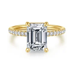 Gabriel & Co. Twain - 14K Yellow Gold Emerald Cut Diamond Engagement Ring