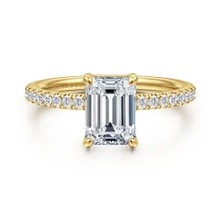 Clearance Gabriel & Co. Twain - 14K Yellow Gold Emerald Cut Diamond Engagement Ring