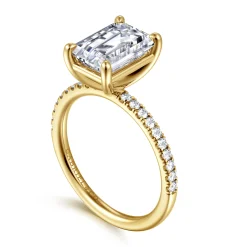 Sale Gabriel & Co. Twain - 14K Yellow Gold Emerald Cut Diamond Engagement Ring