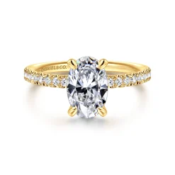 Outlet Gabriel & Co. Twain - 18K Yellow Gold Oval Diamond Engagement Ring