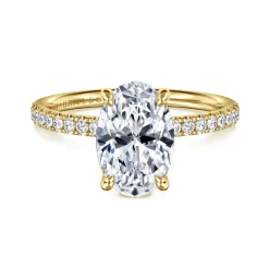 Sale Gabriel & Co. Twain - 14K Yellow Gold Oval Diamond Engagement Ring