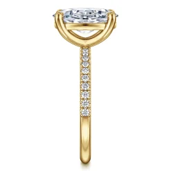 Clearance Gabriel & Co. Twain - 14K Yellow Gold Oval Diamond Engagement Ring