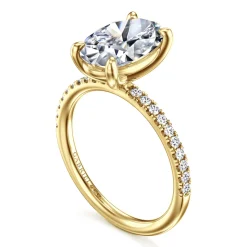 Clearance Gabriel & Co. Twain - 14K Yellow Gold Oval Diamond Engagement Ring