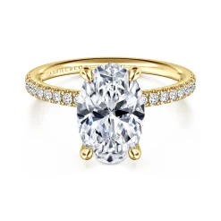 Clearance Gabriel & Co. Twain - 14K Yellow Gold Oval Diamond Engagement Ring