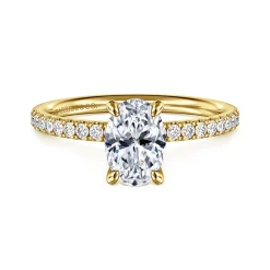 Clearance Gabriel & Co. Twain - 14K Yellow Gold Oval Diamond Engagement Ring