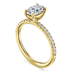 Clearance Gabriel & Co. Twain - 14K Yellow Gold Oval Diamond Engagement Ring