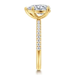 New Gabriel & Co. Twain - 18K Yellow Gold Pear Shape Diamond Engagement Ring