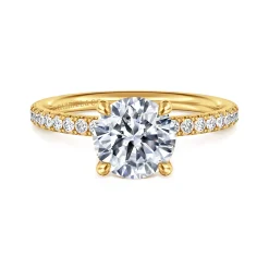 Discount Gabriel & Co. Twain - 18K Yellow Gold Round Diamond Engagement Ring