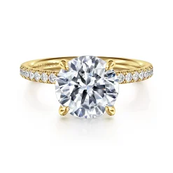 New Gabriel & Co. Twain - 14K Yellow Gold Round Diamond Engagement Ring