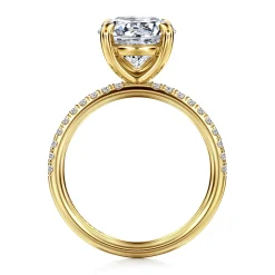 New Gabriel & Co. Twain - 14K Yellow Gold Round Diamond Engagement Ring