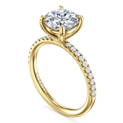 Discount Gabriel & Co. Twain - 14K Yellow Gold Round Diamond Engagement Ring
