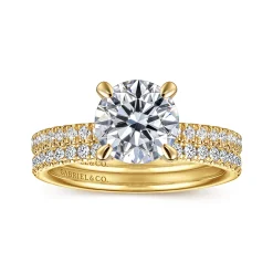 Outlet Gabriel & Co. Twain - 14K Yellow Gold Round Diamond Engagement Ring