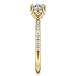 New Gabriel & Co. Twain - 14K Yellow Gold Round Diamond Engagement Ring