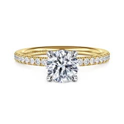 Clearance Gabriel & Co. Twain - 14K Yellow-White Gold Round Diamond Engagement Ring