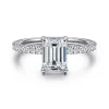 Gabriel & Co. Twain - Platinum Emerald Cut Diamond Engagement Ring