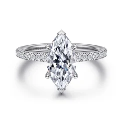 New Gabriel & Co. Twain - Platinum Marquise Shape Diamond Engagement Ring