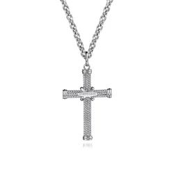 Online Gabriel & Co. Twisted Rope Cross Pendant Necklace X Center 925 Sterling Silver