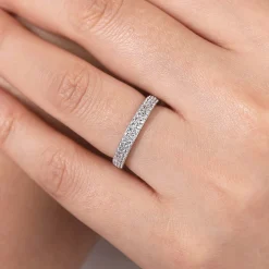 New Gabriel & Co. Two Row 14K White Gold Micro Pave Diamond Anniversary Band - 0.5 ct