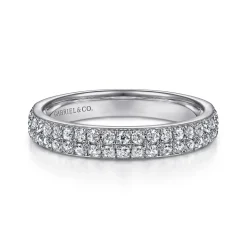 New Gabriel & Co. Two Row 14K White Gold Micro Pave Diamond Anniversary Band - 0.5 ct