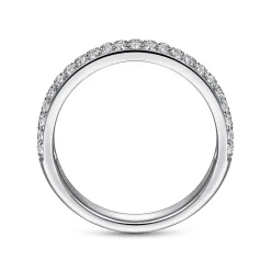 New Gabriel & Co. Two Row 14K White Gold Micro Pave Diamond Anniversary Band - 0.5 ct