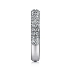 New Gabriel & Co. Two Row 14K White Gold Micro Pave Diamond Anniversary Band - 0.5 ct