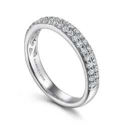 New Gabriel & Co. Two Row 14K White Gold Micro Pave Diamond Anniversary Band - 0.5 ct