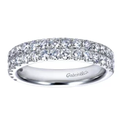 Best Gabriel & Co. Two Row 14K White Gold Micro Pave Diamond Anniversary Band - 1 ct