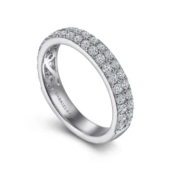 Best Gabriel & Co. Two Row 14K White Gold Micro Pave Diamond Anniversary Band - 0.72 ct