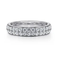 New Gabriel & Co. Two Row Platinum Micro Pave Diamond Anniversary Band - 0.95 ct